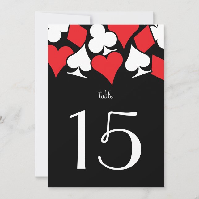 Ödets Vegas Bröllopsfest Bord Nummer Rött Inbjudningar (Framsida)