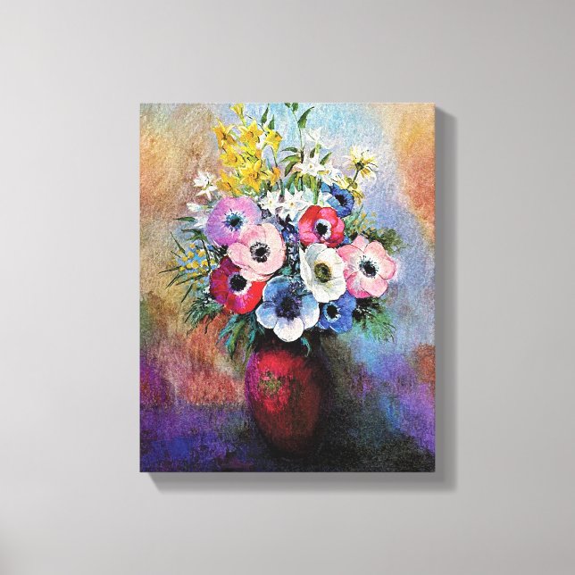 Odilon Redon Anemoner - Symbolism i finkonst Canvastryck (Framsida)
