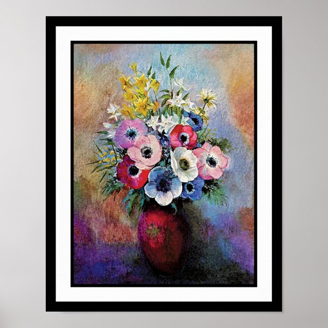 Odilon Redon Anemones - Fine Art Symbolism Poster (Framsidan)