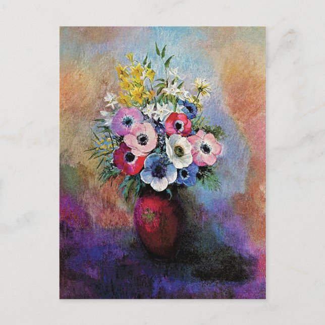 Odilon Redon Anemones - Fine Art Symbolism Vykort (Framsida)