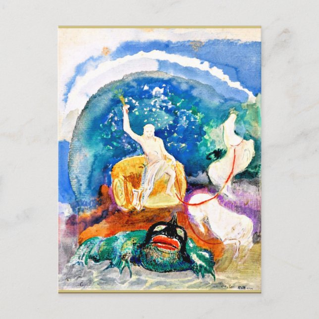 Odilon Redon - Apollo Riding a Grönt Monster Vykort (Framsida)