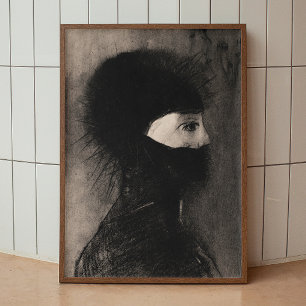 Odilon Redon. Armor. Mörk kvinna ansikte. Symbolis Poster