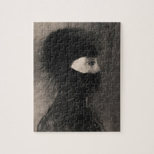 Odilon Redon. Armor. Mörk kvinna ansikte. Symbolis Pussel