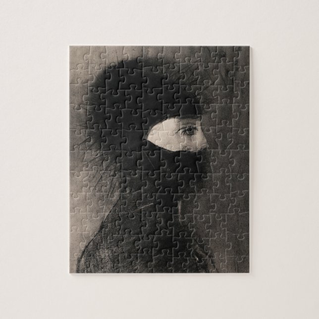 Odilon Redon. Armor. Mörk kvinna ansikte. Symbolis Pussel (Vertikal)