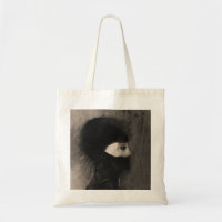Odilon Redon. Armor. Mörk kvinna ansikte. Symbolis