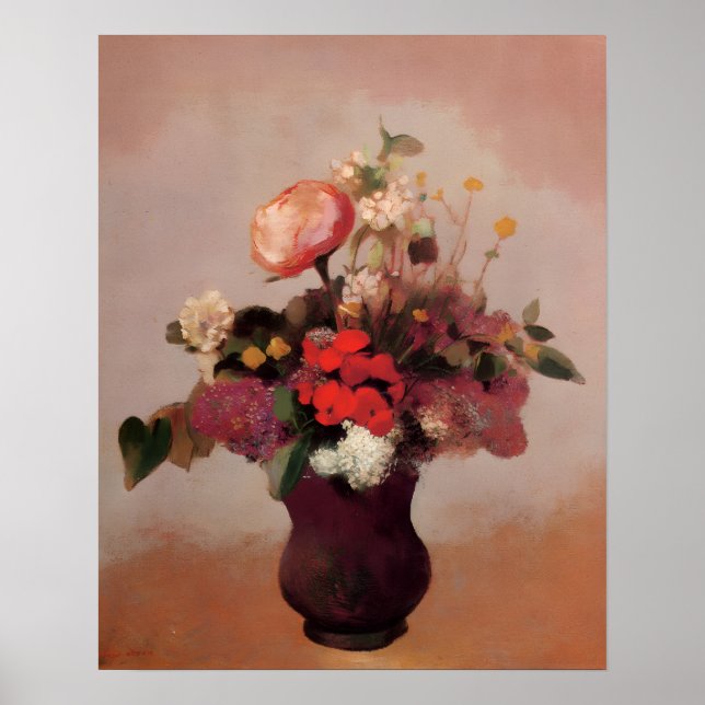 Odilon Redon - Blommor i en brun vas, Poster (Framsidan)