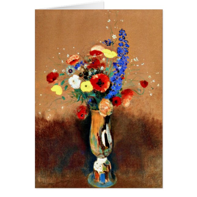Odilon Redon - Bouquet av Wildblommor i Vas Hälsningskort (Framsidan)
