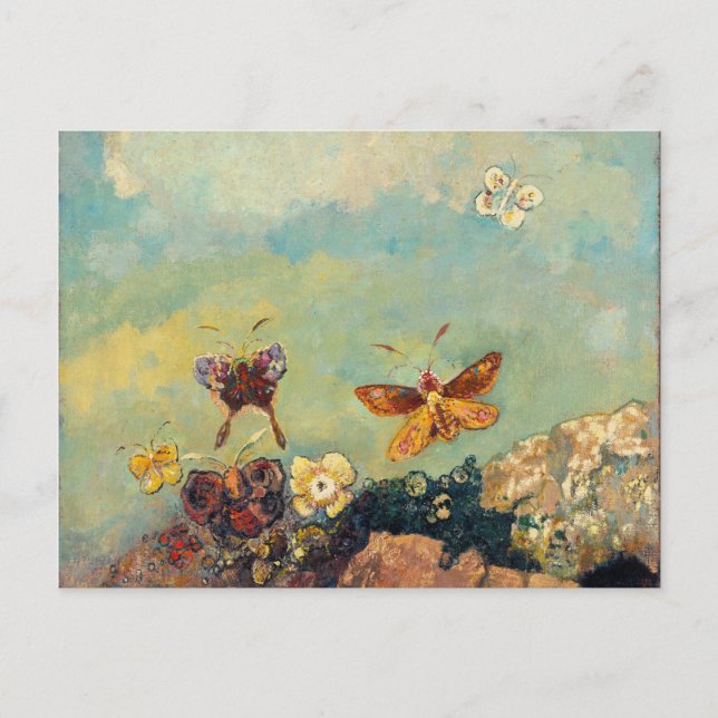 Odilon Redon Butterflies Vintage Symbolism Art Vykort (Framsida)
