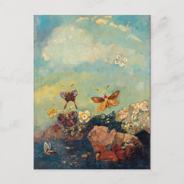 Odilon Redon Butterflies Vintage Symbolism Art Vykort (Framsida)