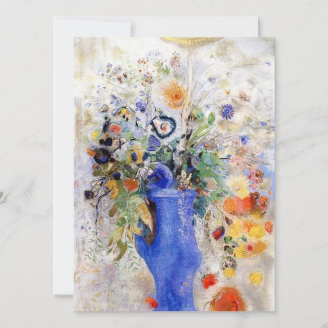 Odilon Redon - Large Bouquet i Pastel Blue Vas Kort (Framsida)