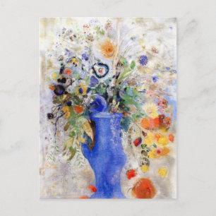 Odilon Redon - Large Bouquet i Pastel Blue Vas Vykort