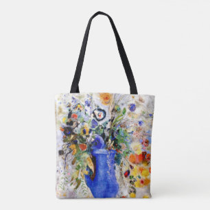 Odilon Redon - Stor Bouquet i Pastel Blue Vas Tygkasse