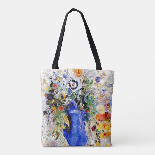 Odilon Redon - Stor Bouquet i Pastel Blue Vas Tygkasse (Baksida)