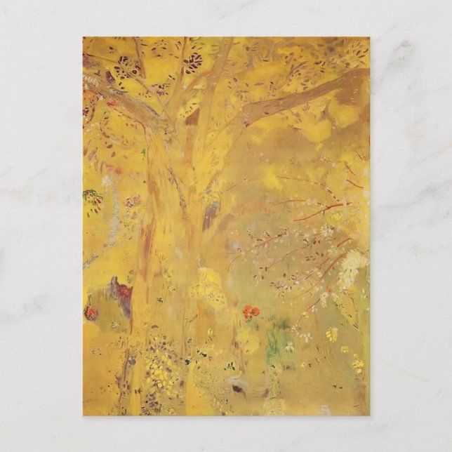 Odilon Redon- Träd mot en Gult bakgrund Vykort (Framsida)