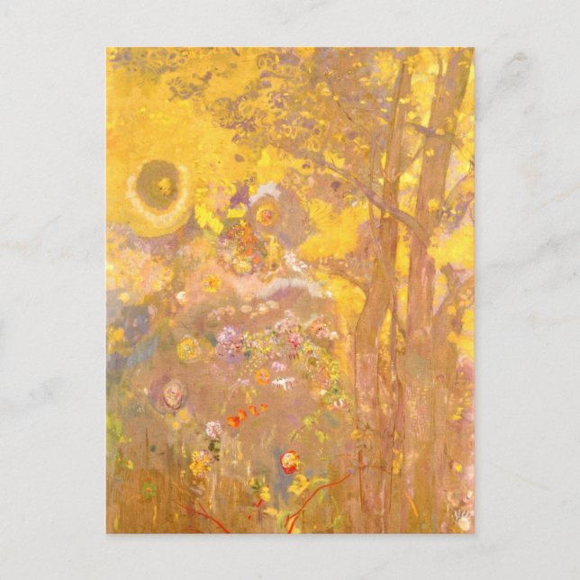 Odilon Redon - Träd på Gult - bakgrund Vykort (Framsida)