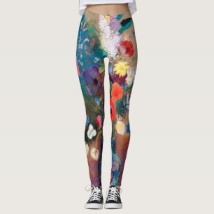 Odilon Redon tryckt Leggings målade blommor