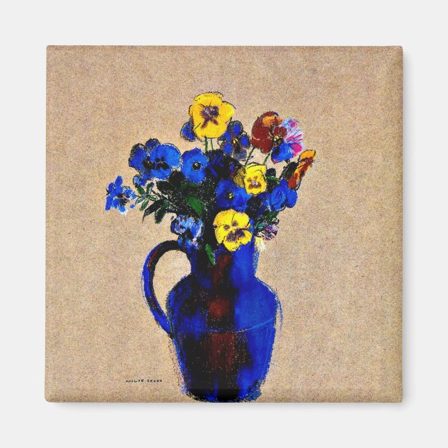 Odilon Redon: Vas of Flowers-Pansies Magnet (Framsidan)