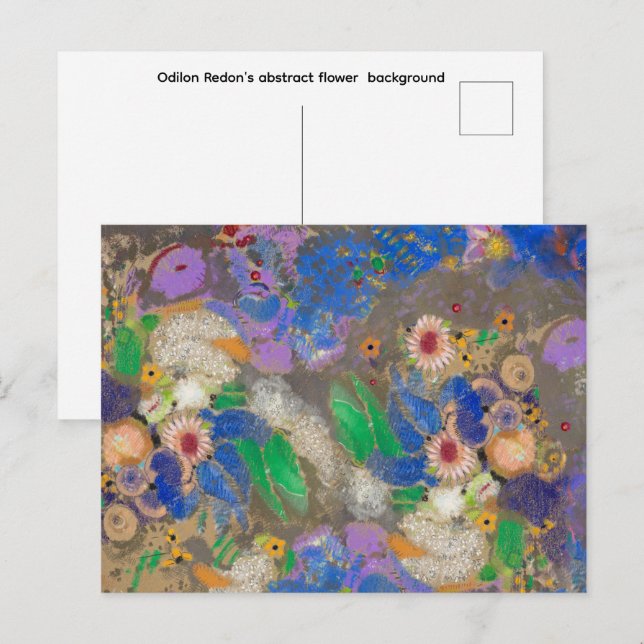 Odilon Redon's abstract flower background. Vykort (Fram/baksida)