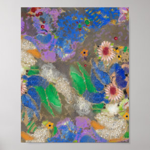 Odilon Redons abstrakta blomsterbakgrund. Poster