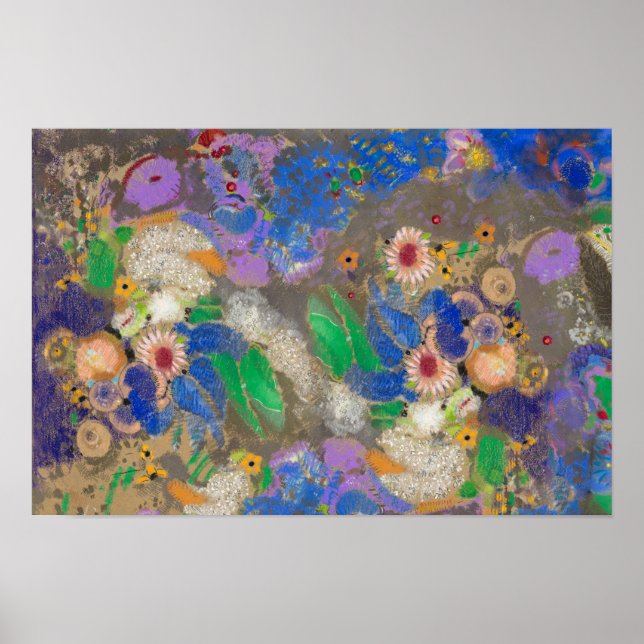 Odilon Redons abstrakta blomsterbakgrund.  Poster (Framsidan)