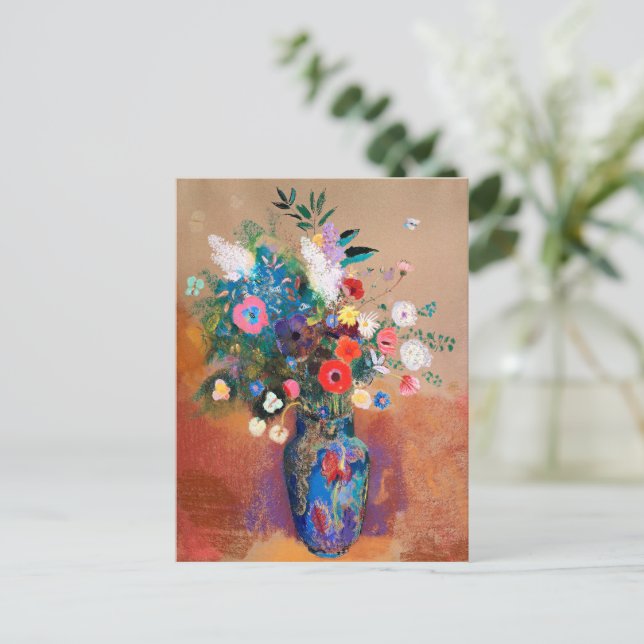 Odilon Redons målning, Blomsterbukett, Vykort (Stående Fram)