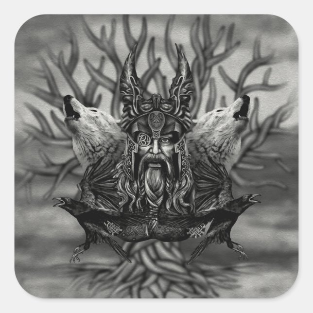 Odin-All-Far Fyrkantigt Klistermärke (Framsida)