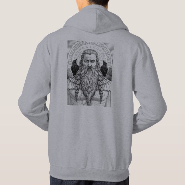 Odin Allfather Norse Mythology Sketch Art Hoodie (Baksida)