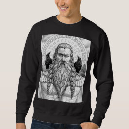 Odin Allfather Norse Mythology Sketch Art Hoodie Lång Ärmad Tröja
