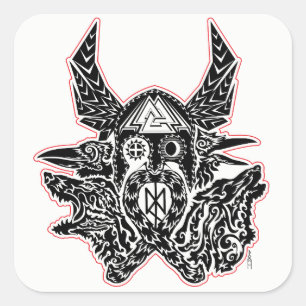 Odin - Emblem Sticker Fyrkantigt Klistermärke