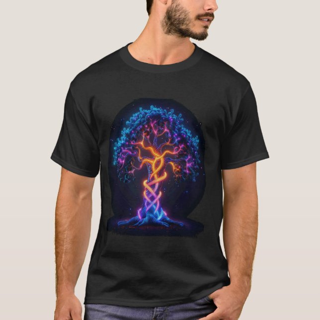 Odin färgad Livets träd Viking Valhalla Pagan 1 T Shirt (Framsida)