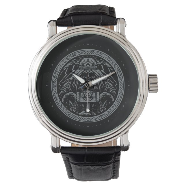 Odin Hammare runor korpar Viking Mytologi Valhalla Armbandsur (Framsida)