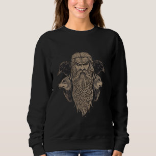 Odin keltisk viking med varg och Odins korp Valha T Shirt