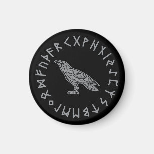 Odin Korp Kråka Vikingmytologi runor runisk Magnet
