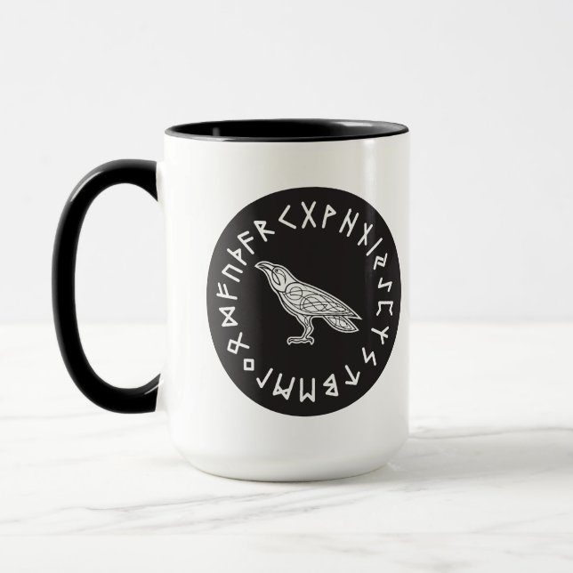 Odin Korp Kråka Vikingmytologi runor runisk Mugg (Vänster)