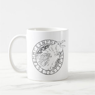 Odin Korpar Huginn Muninn Viking Runisk Cirkel Kaffemugg