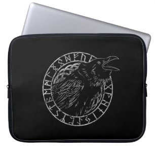 Odin Korpar Huginn Muninn Viking Runisk Cirkel Laptop Fodral