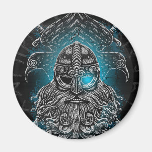 Odin Korpar och Svärd Blå Lysande Öga Norr god Magnet