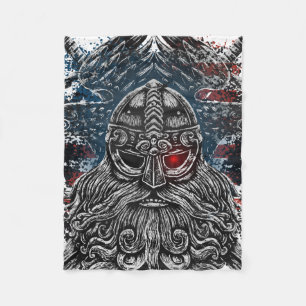 Odin korpar och svärd Vikingmytologi USA flagga Fleecefilt