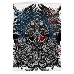 Odin korpar och svärd Vikingmytologi USA flagga Hälsningskort
