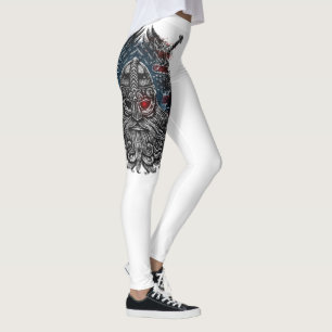 Odin korpar och svärd Vikingmytologi USA flagga Leggings