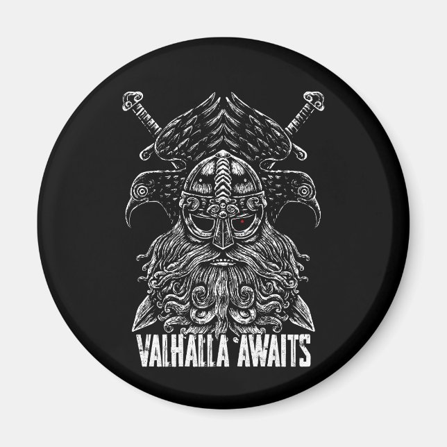 Odin korpars Viking mytologi Valhall väntar Magnet (Framsidan)