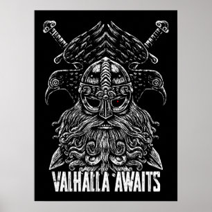 Odin korpars Viking mytologi Valhall väntar Poster