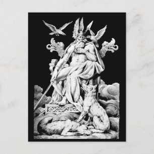 Odin, nordisk mytologi Gud, vintage illustration Vykort