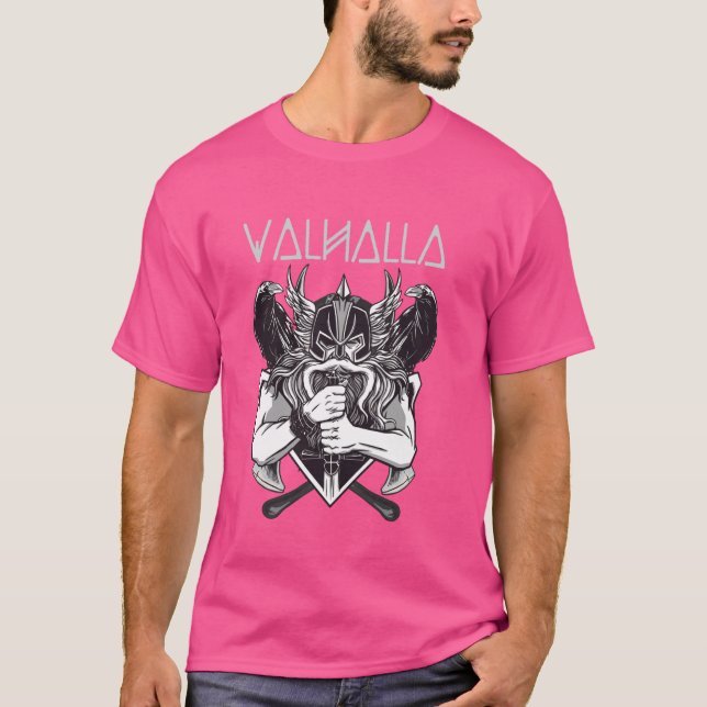 Odin nordman Gud Valhall Viking T Shirt (Framsida)