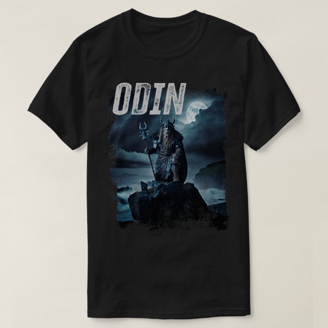 Odin Norse Gud för Gods Warrior Veteran Mythology T Shirt (Design framsida)