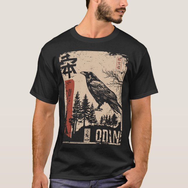 Odin Norse Gud Poster - Japanska Ukiyo-e Stil T Shirt (Framsida)