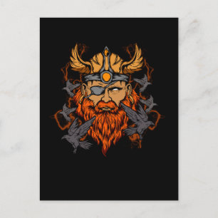 Odin Norse Mythology Viking God & Ravens Vykort