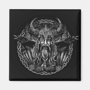 Odin och hans ravens Huginn och Muninn Magnet