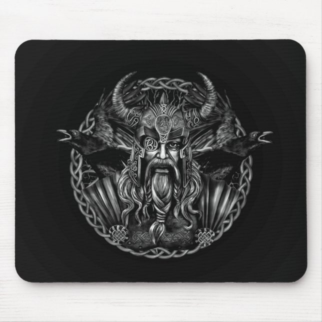 Odin och hans ravens Huginn och Muninn Musmatta (Framsidan)