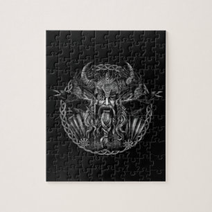 Odin och hans ravens Huginn och Muninn Pussel